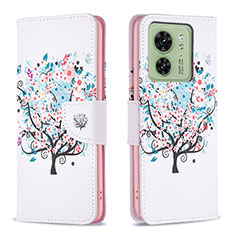 Custodia Portafoglio In Pelle Fantasia Modello Cover con Supporto B01F per Motorola Moto Edge (2023) 5G Bianco