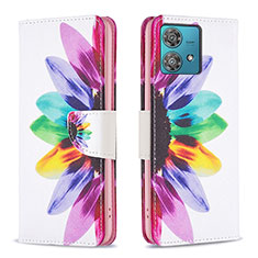 Custodia Portafoglio In Pelle Fantasia Modello Cover con Supporto B01F per Motorola Moto Edge 40 Neo 5G Multicolore