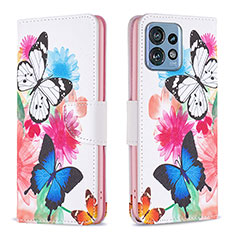 Custodia Portafoglio In Pelle Fantasia Modello Cover con Supporto B01F per Motorola Moto Edge Plus (2023) 5G Colorato