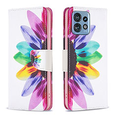 Custodia Portafoglio In Pelle Fantasia Modello Cover con Supporto B01F per Motorola Moto Edge Plus (2023) 5G Multicolore