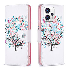 Custodia Portafoglio In Pelle Fantasia Modello Cover con Supporto B01F per Motorola Moto G13 Bianco