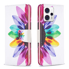 Custodia Portafoglio In Pelle Fantasia Modello Cover con Supporto B01F per Motorola Moto G13 Multicolore