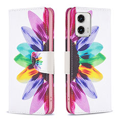 Custodia Portafoglio In Pelle Fantasia Modello Cover con Supporto B01F per Motorola Moto G73 5G Multicolore