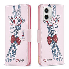 Custodia Portafoglio In Pelle Fantasia Modello Cover con Supporto B01F per Motorola Moto G73 5G Rosa