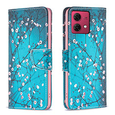 Custodia Portafoglio In Pelle Fantasia Modello Cover con Supporto B01F per Motorola Moto G84 5G Ciano