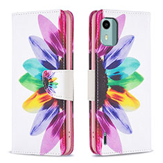 Custodia Portafoglio In Pelle Fantasia Modello Cover con Supporto B01F per Nokia C12 Multicolore