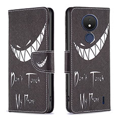 Custodia Portafoglio In Pelle Fantasia Modello Cover con Supporto B01F per Nokia C21 Nero