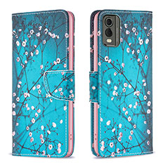 Custodia Portafoglio In Pelle Fantasia Modello Cover con Supporto B01F per Nokia C210 Ciano