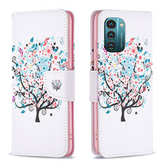 Custodia Portafoglio In Pelle Fantasia Modello Cover con Supporto B01F per Nokia G11 Bianco