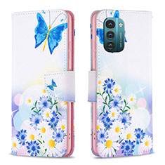 Custodia Portafoglio In Pelle Fantasia Modello Cover con Supporto B01F per Nokia G11 Blu