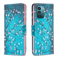 Custodia Portafoglio In Pelle Fantasia Modello Cover con Supporto B01F per Nokia G11 Ciano