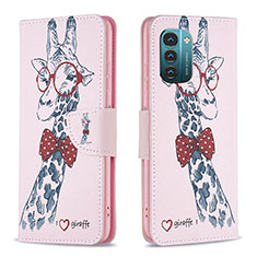 Custodia Portafoglio In Pelle Fantasia Modello Cover con Supporto B01F per Nokia G11 Rosa