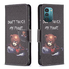 Custodia Portafoglio In Pelle Fantasia Modello Cover con Supporto B01F per Nokia G21 Grigio Scuro