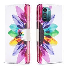 Custodia Portafoglio In Pelle Fantasia Modello Cover con Supporto B01F per Nokia G21 Multicolore