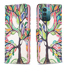 Custodia Portafoglio In Pelle Fantasia Modello Cover con Supporto B01F per Nokia G21 Verde