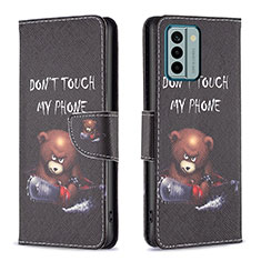 Custodia Portafoglio In Pelle Fantasia Modello Cover con Supporto B01F per Nokia G22 Grigio Scuro