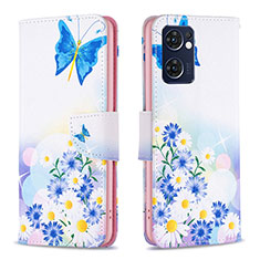 Custodia Portafoglio In Pelle Fantasia Modello Cover con Supporto B01F per OnePlus Nord CE 2 5G Blu