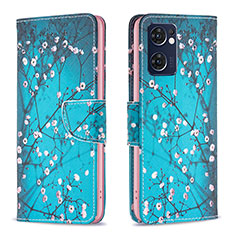 Custodia Portafoglio In Pelle Fantasia Modello Cover con Supporto B01F per OnePlus Nord CE 2 5G Ciano