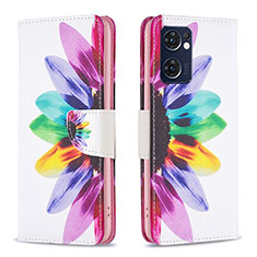 Custodia Portafoglio In Pelle Fantasia Modello Cover con Supporto B01F per OnePlus Nord CE 2 5G Multicolore