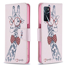 Custodia Portafoglio In Pelle Fantasia Modello Cover con Supporto B01F per Oppo A16 Rosa