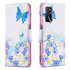 Custodia Portafoglio In Pelle Fantasia Modello Cover con Supporto B01F per Oppo A16s Blu