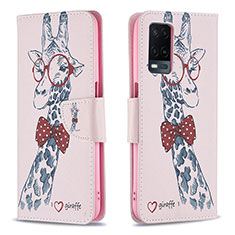 Custodia Portafoglio In Pelle Fantasia Modello Cover con Supporto B01F per Oppo A54 4G Rosa