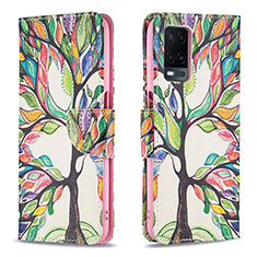 Custodia Portafoglio In Pelle Fantasia Modello Cover con Supporto B01F per Oppo A54 4G Verde