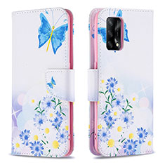 Custodia Portafoglio In Pelle Fantasia Modello Cover con Supporto B01F per Oppo A74 4G Blu