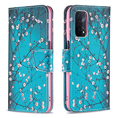 Custodia Portafoglio In Pelle Fantasia Modello Cover con Supporto B01F per Oppo A74 5G Ciano