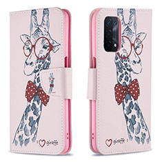 Custodia Portafoglio In Pelle Fantasia Modello Cover con Supporto B01F per Oppo A74 5G Rosa