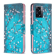 Custodia Portafoglio In Pelle Fantasia Modello Cover con Supporto B01F per Oppo A77 5G Ciano