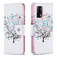 Custodia Portafoglio In Pelle Fantasia Modello Cover con Supporto B01F per Oppo A95 4G Bianco