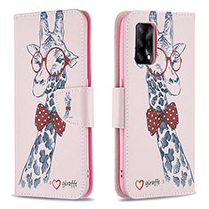 Custodia Portafoglio In Pelle Fantasia Modello Cover con Supporto B01F per Oppo A95 4G Rosa