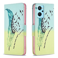 Custodia Portafoglio In Pelle Fantasia Modello Cover con Supporto B01F per Oppo A96 4G Verde Pastello