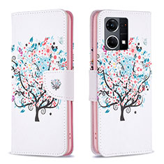 Custodia Portafoglio In Pelle Fantasia Modello Cover con Supporto B01F per Oppo F21 Pro 4G Bianco