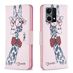 Custodia Portafoglio In Pelle Fantasia Modello Cover con Supporto B01F per Oppo F21s Pro 4G Rosa