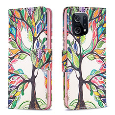 Custodia Portafoglio In Pelle Fantasia Modello Cover con Supporto B01F per Oppo Find X5 5G Verde