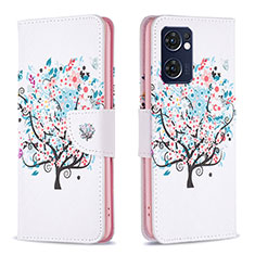 Custodia Portafoglio In Pelle Fantasia Modello Cover con Supporto B01F per Oppo Find X5 Lite 5G Bianco