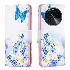 Custodia Portafoglio In Pelle Fantasia Modello Cover con Supporto B01F per Oppo Find X6 5G Blu