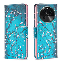 Custodia Portafoglio In Pelle Fantasia Modello Cover con Supporto B01F per Oppo Find X6 5G Ciano