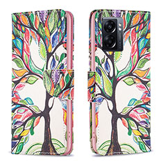 Custodia Portafoglio In Pelle Fantasia Modello Cover con Supporto B01F per Oppo K10 5G India Verde