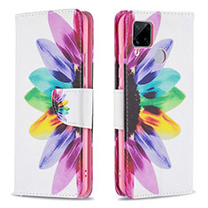 Custodia Portafoglio In Pelle Fantasia Modello Cover con Supporto B01F per Realme 7i RMX2193 Multicolore