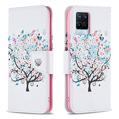 Custodia Portafoglio In Pelle Fantasia Modello Cover con Supporto B01F per Realme 8 4G Bianco