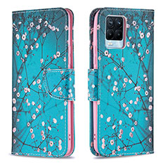 Custodia Portafoglio In Pelle Fantasia Modello Cover con Supporto B01F per Realme 8 4G Ciano