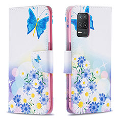 Custodia Portafoglio In Pelle Fantasia Modello Cover con Supporto B01F per Realme 8 5G Blu