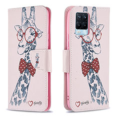 Custodia Portafoglio In Pelle Fantasia Modello Cover con Supporto B01F per Realme 8 Pro Rosa