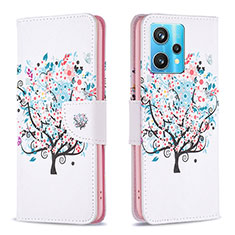 Custodia Portafoglio In Pelle Fantasia Modello Cover con Supporto B01F per Realme 9 4G Bianco