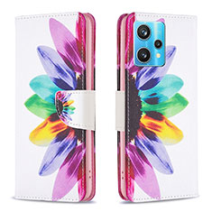 Custodia Portafoglio In Pelle Fantasia Modello Cover con Supporto B01F per Realme 9 4G Multicolore