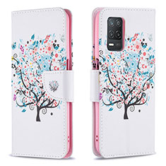 Custodia Portafoglio In Pelle Fantasia Modello Cover con Supporto B01F per Realme 9 5G India Bianco