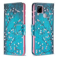 Custodia Portafoglio In Pelle Fantasia Modello Cover con Supporto B01F per Realme C12 Ciano